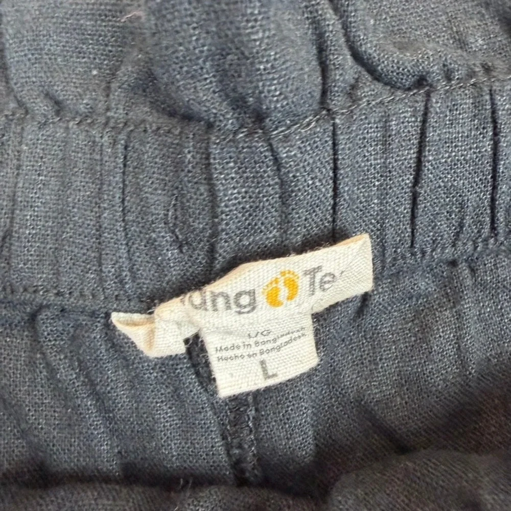 Hang Ten Women Linen Blend Paperbag Waist Shorts Set of 2 Black Green Large